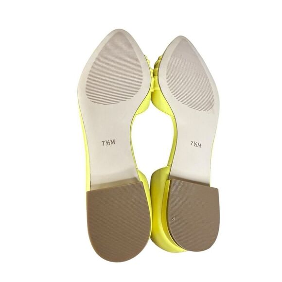 NEW Talbots Yellow Leather Flats Bow Pointed Toe D’Orsay Ballet Shoes 7.5 - Picture 8 of 9